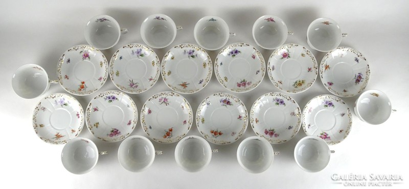 1H797 old 12 person schlaggenwald porcelain coffee cup set