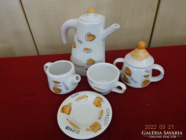 German glazed ceramic five-person coffee set with cafe espresso inscription. He has! Jókai.