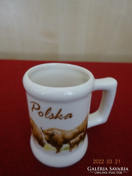 Polish mini jug. Polska inscription, decorated with primeval animals. He has! Jókai.