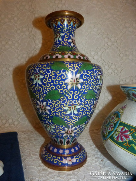 32 cm, kínai cloisonne zománc váza