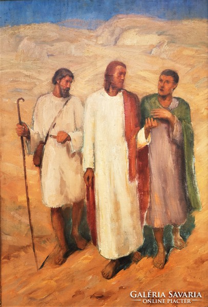 Gábor Döbrentey (1897 - 1990) Jesus and his disciples. C painting 114x84cm with original guarantee!