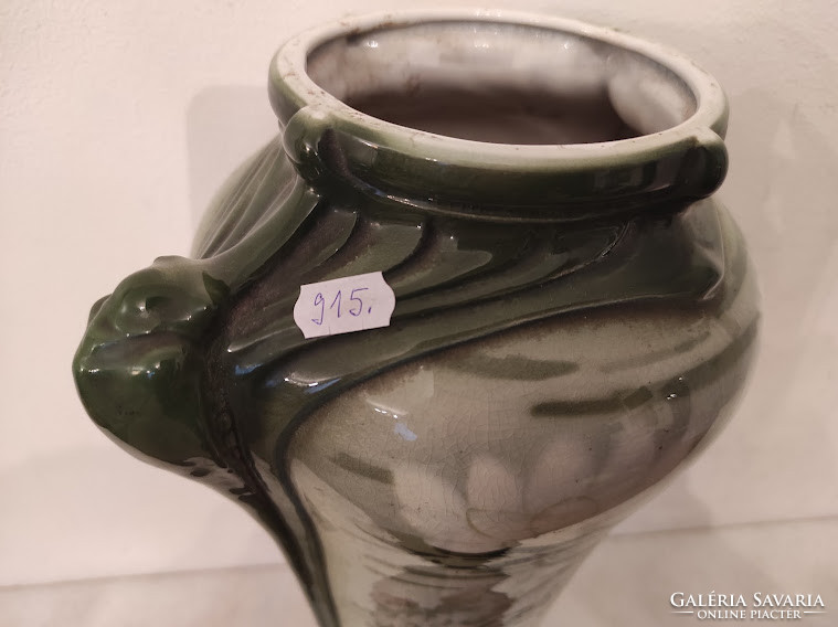 Antik szecesszió jugendstil majolika porcelán váza lent sarkán hajszálrepedt 915 5288