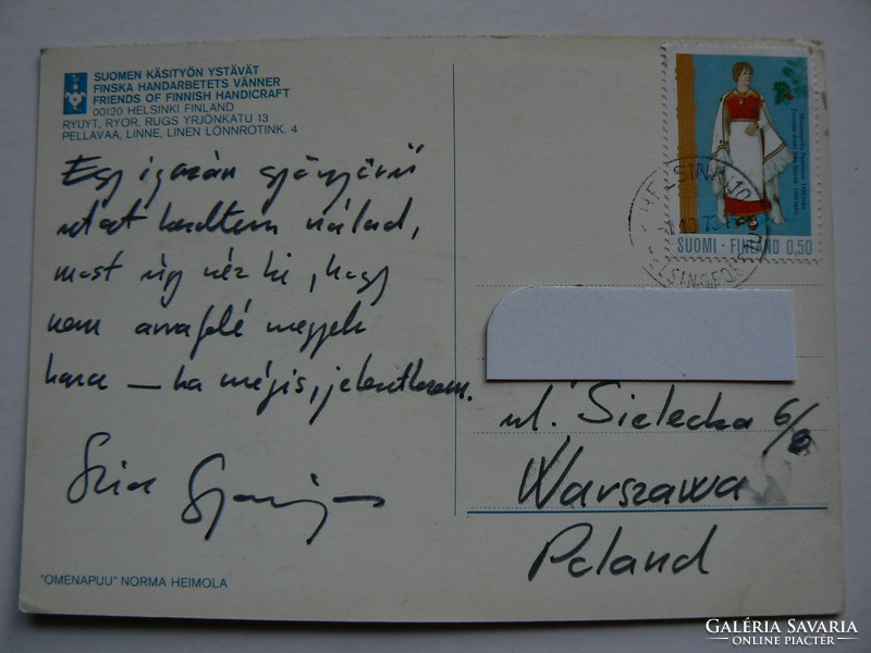György Szomjas film director postcard rarity from Finland, post card, (10.5x14.5 cm) original