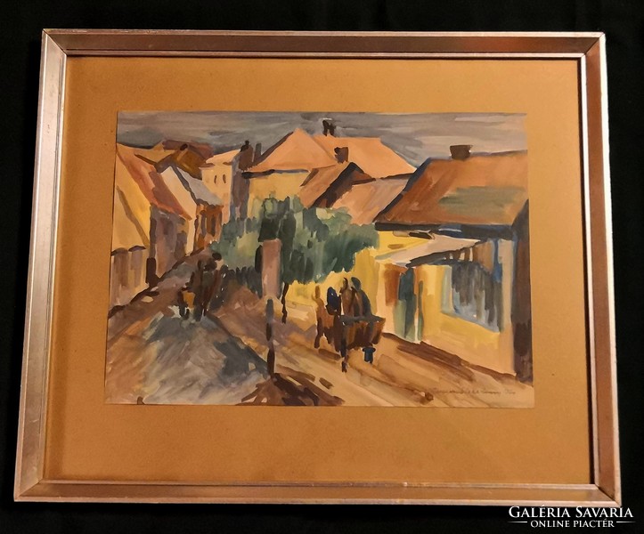 Fk/178 - the painting of the painter Zsuzsanna Saár Berenczné – Streetscape of Eger