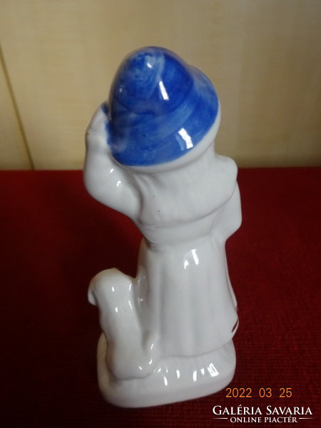 Hand-painted porcelain figurine, little girl with dog, height 12 cm. He has! Jókai.