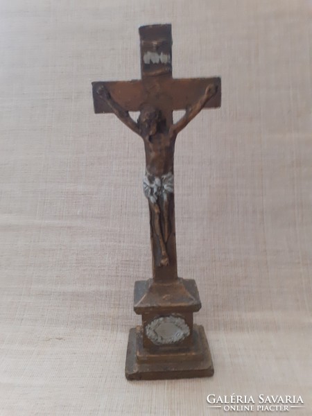 Old cast iron cross crucifix, cleaned surface treated