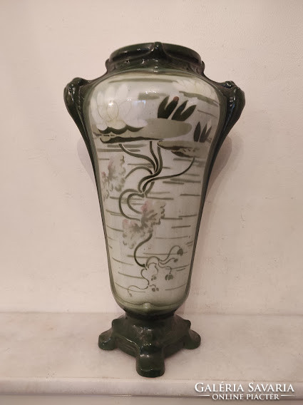 Antique Art Nouveau Art Nouveau Majolica Porcelain Vase Bottom Corner Hairline 915 5288