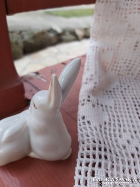 Zsolnay porcelain rabbit cabbage leaf raven house herend rabbits nipple figure nostalgia piece.
