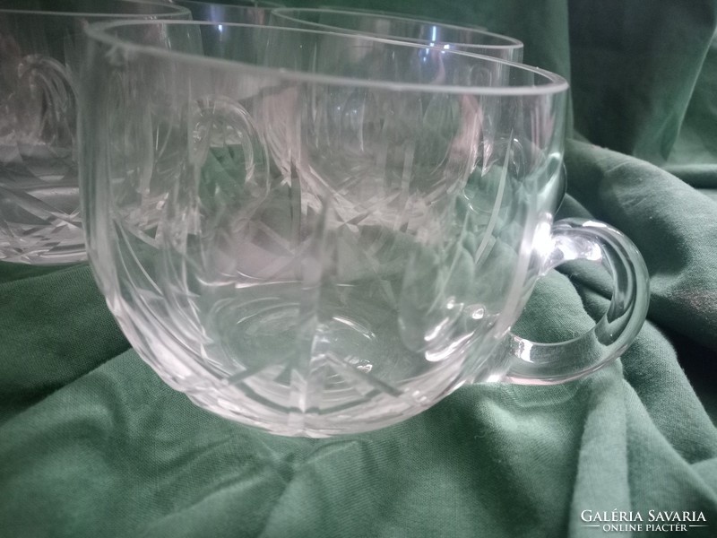 Antique crystal punch cup set - 6 pieces