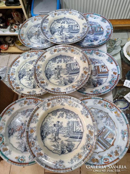 9 db régi keleti mintás tányér