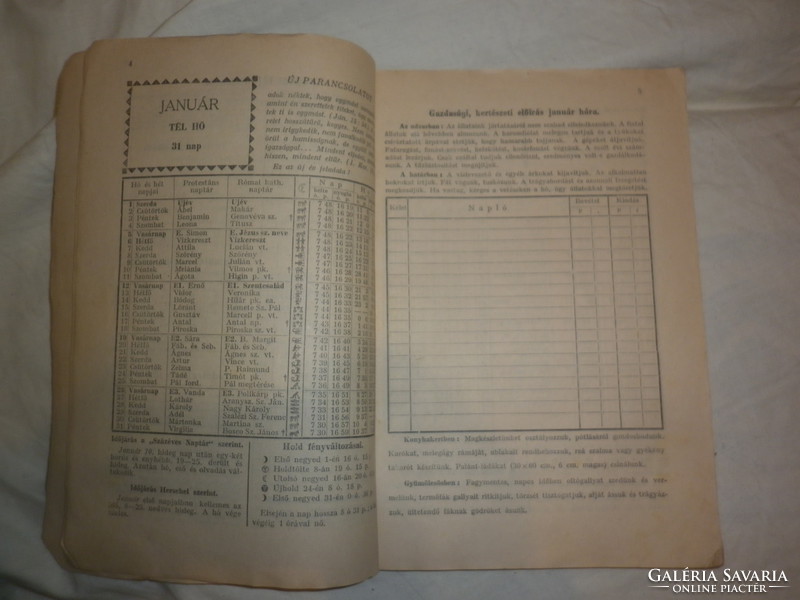 Régi papír naptár református szeretetszövetség 1936
