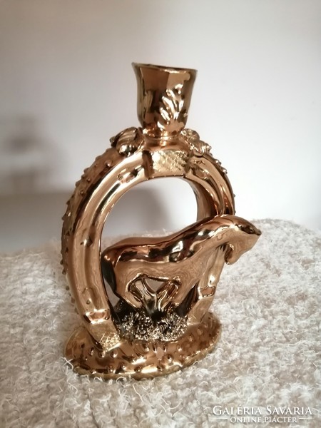 Gilded porcelain candle holder 