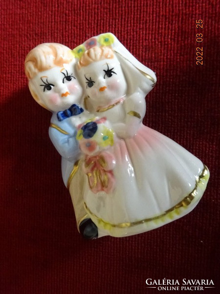 Német porcelán figura, kézzel festett menyasszony és vőlegény. Vanneki! Jókai.