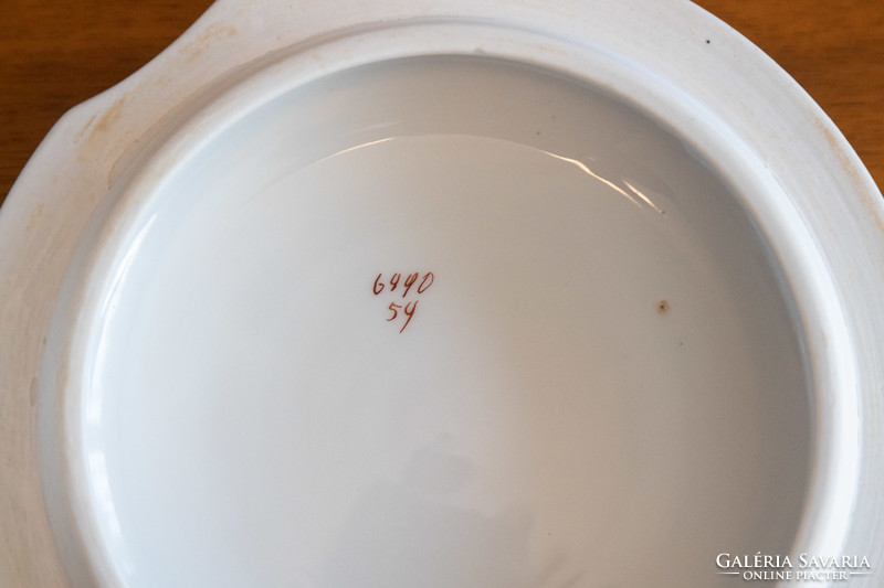 Porcelán ibolyás 3 részes + fedős ételhordó