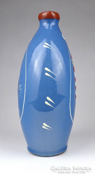 1I294 old blue glazed ceramic brandy bottle 18 cm