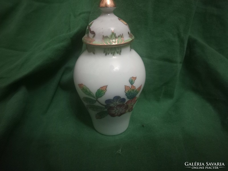 Antik Viktória mintás herendi fedeles mini váza