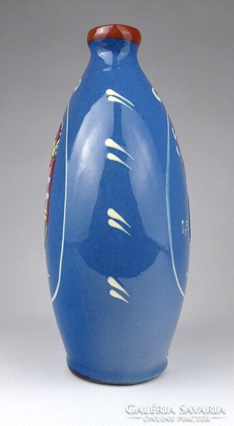 1I294 Régi kék mázas kerámia pálinkás butella 18 cm