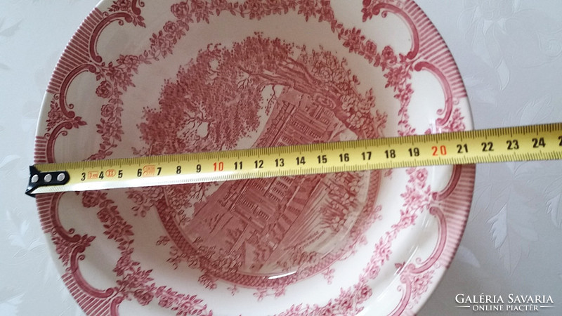 Angol fajansz tál rózsagirlandos tányér mélytányér 21,5 cm