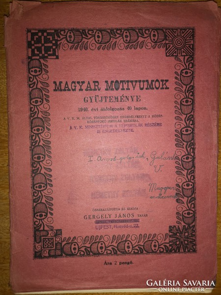 Collection of Hungarian motifs on 40 pages 1935. Annual revision on 40 pages