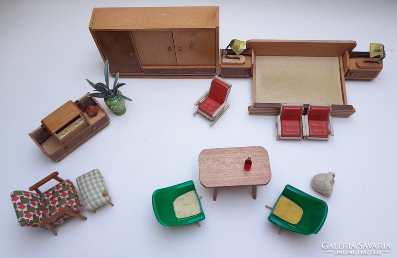 Retro design játék bababútor mini mid century babaszoba berendezés