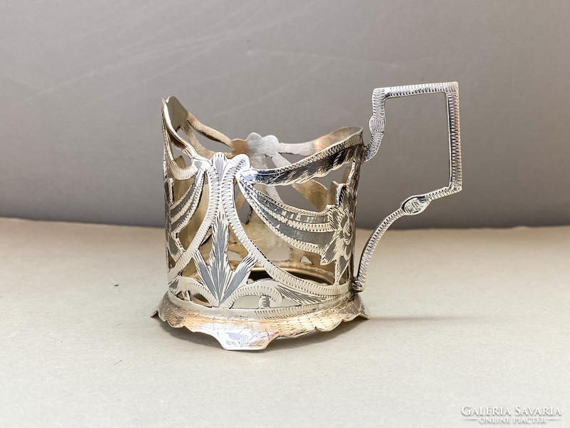 Niello Persian silver coffee cup holder.