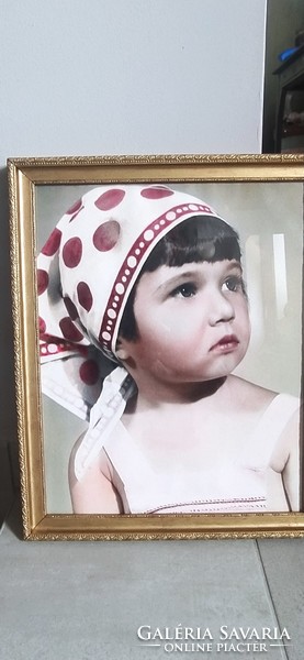 Little girl in a headscarf, retro