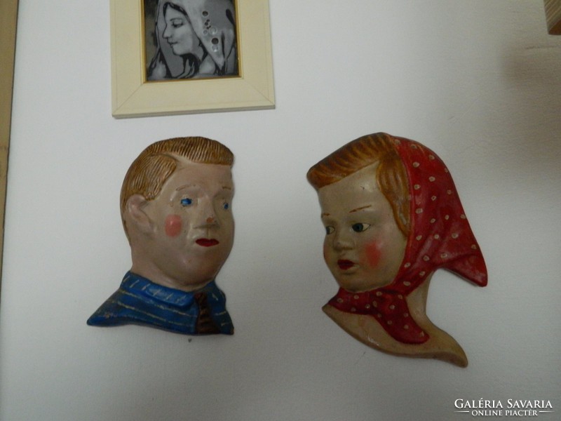 Antique ca. 100 year old wall ceramic couple relief: milfs boy