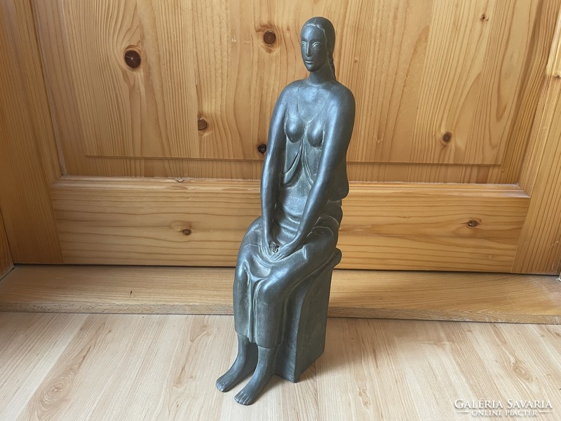 Szabó E. kerámia akt női figura terrakotta szobor modern retro mid centuy design