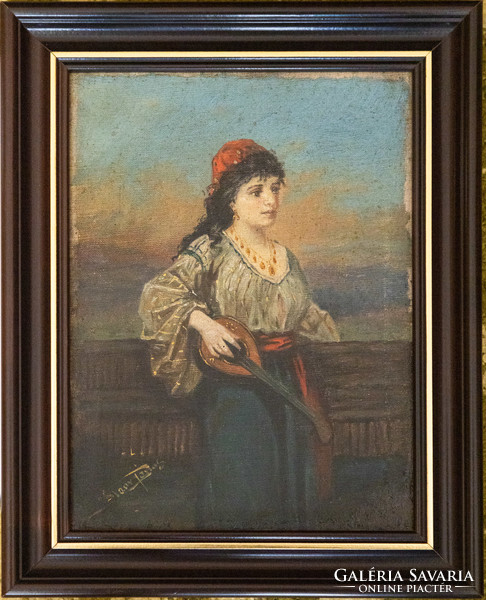 Gypsy girl with lute canvas oil painting