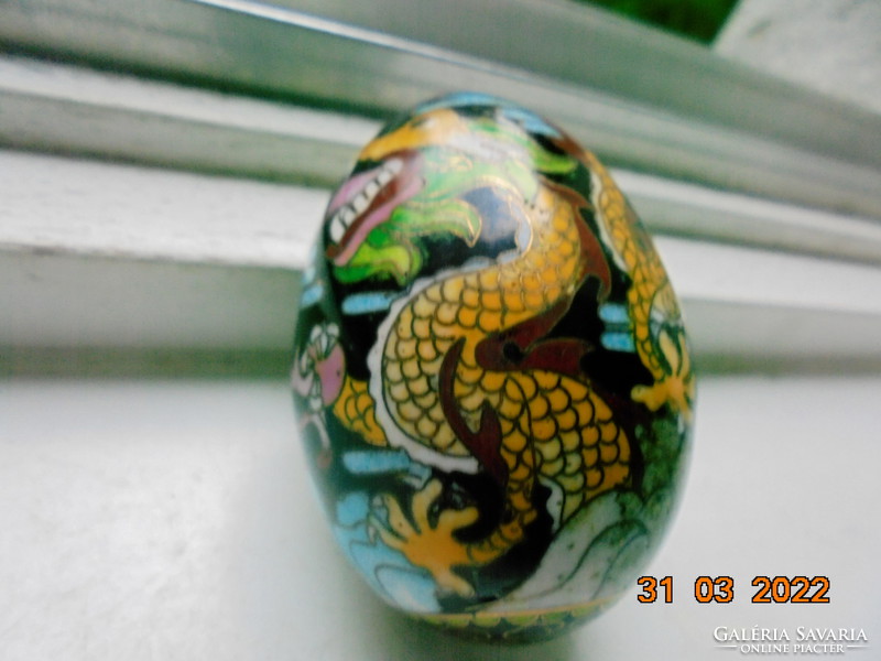 Antique two dragon patterned cloisonné with enameled Chinese eggs
