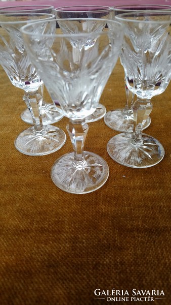 Old liqueur glass set, four pieces! Hair-thin polished glass is a rarity!