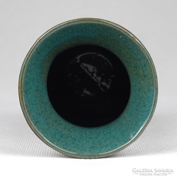 1I194 Turquoise Green Glazed Small Ceramic Vase 11.5 Cm