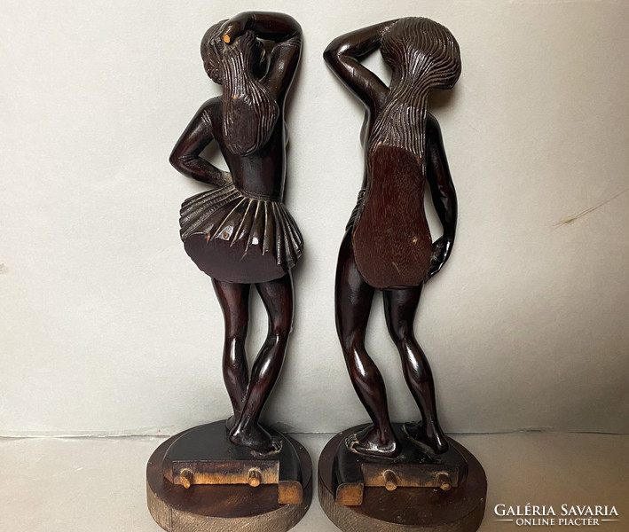 Antique, carved wooden dancer figures (furniture ornaments?)