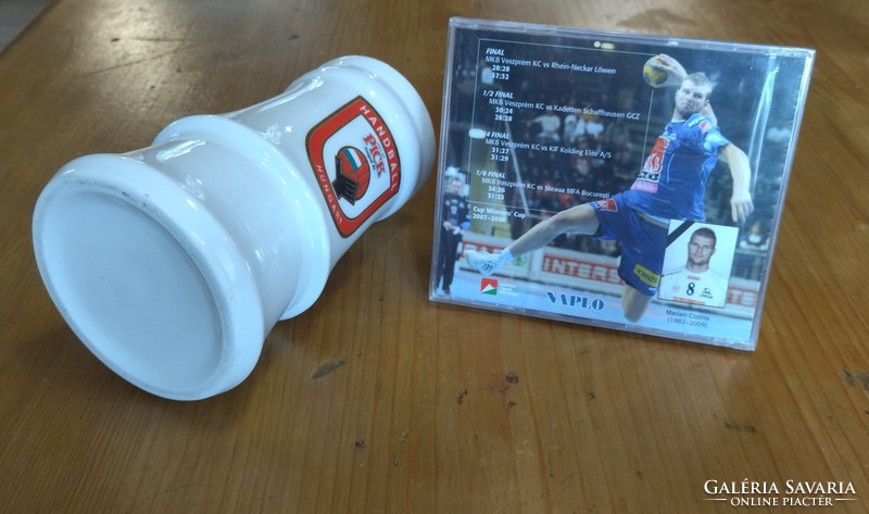 Pick Szeged kézilabda szurkolói korsó pohár ajándék Marian Cozma MKB Veszprém cd-vel