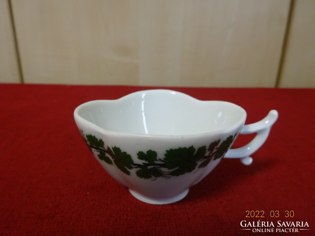 Meissen porcelain, antique coffee cup, green grape leaf, marking 8117. Vanneki! Jókai.