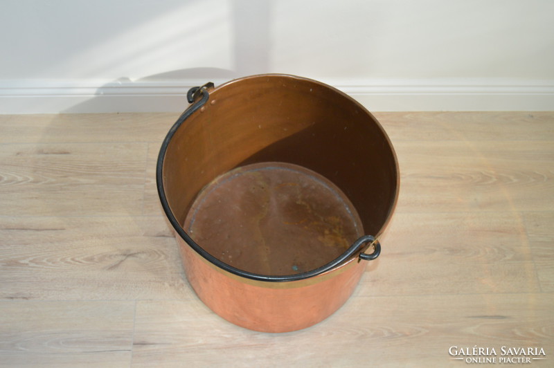 Large antique French copper cauldron, copper cauldron, pot