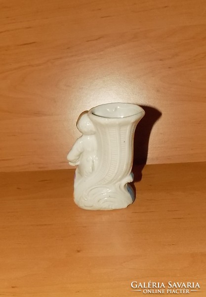 Régi Kronach német barokk fiú porcelán váza szalvétatartó figura 9 cm (po-1)