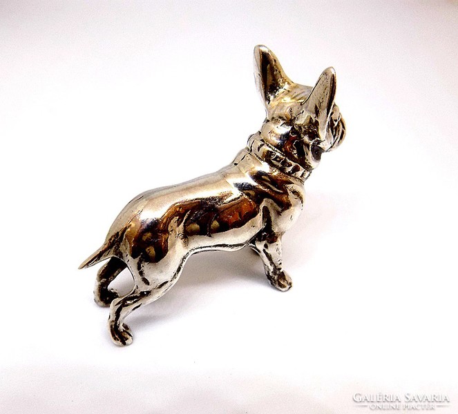 Silver miniature bulldog figure (zal-ag103106)