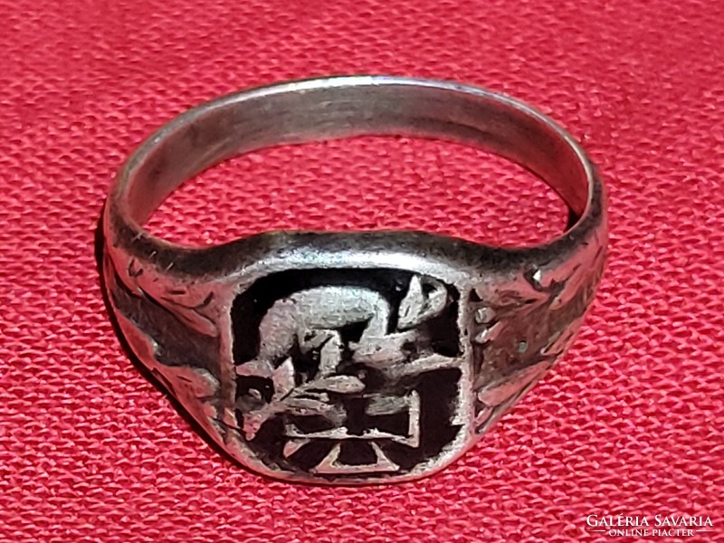 Antik ezüst német katona gyűrű