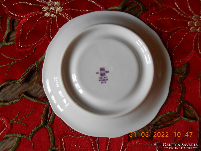 Small plate of Zsolnay rose pattern coffee