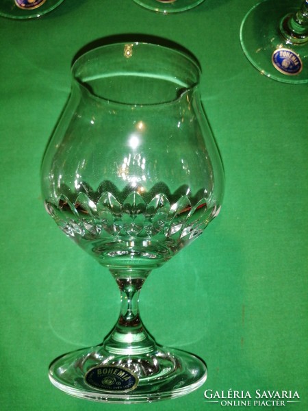 6 - piece, Czech, brandy glass with crystal base.