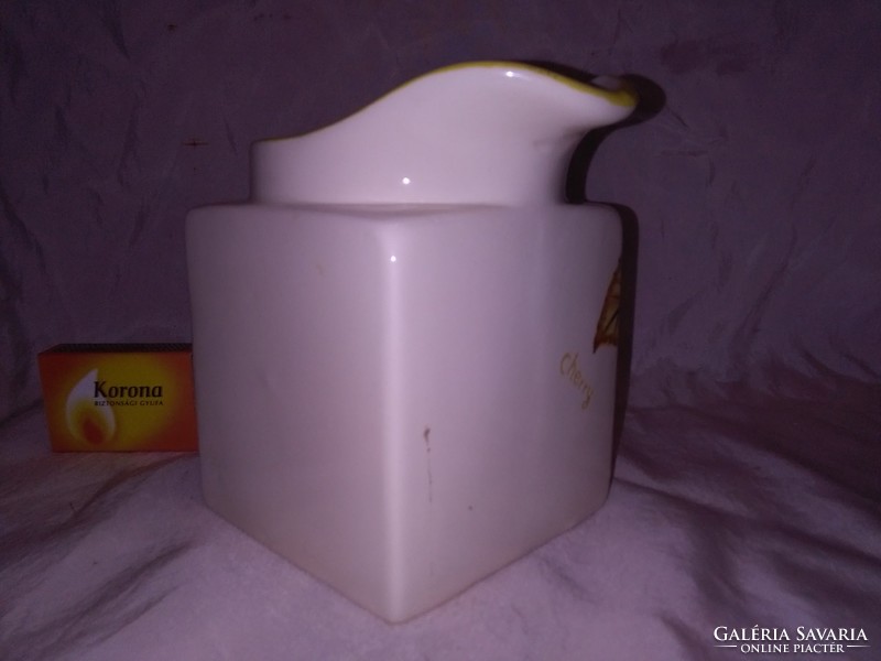 Cherry patterned ceramic jug with spout