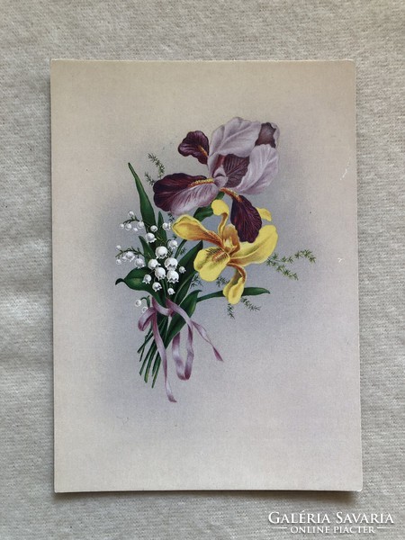 Postcard floral postcard, graphic postcard - sixty józsefné graphics