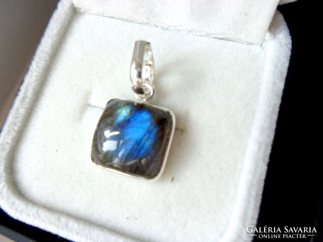 Labradorite square mineral pendant