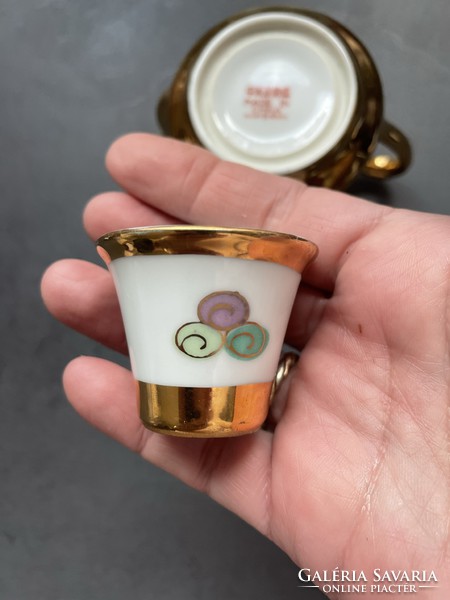 Jingdezhen kínai porcelán dúsan aranyozott kézi festett kis teás kanna, csésze