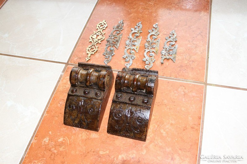 Old German, antique furniture accessory, fitting, title, carving 7 pcs.