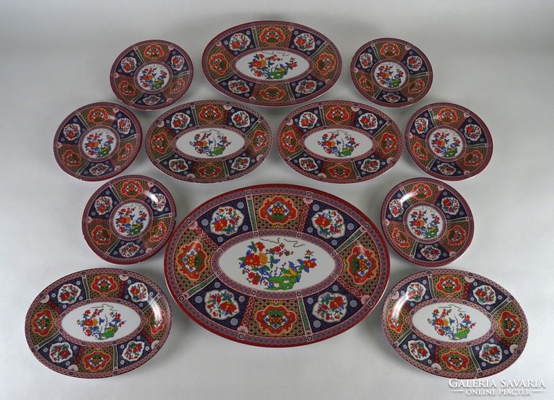 1I244 Porcelán hatású 12 darabos színes madaras műanyag tányér készlet