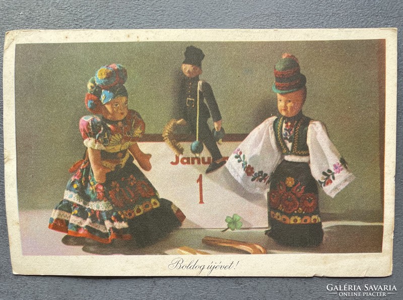 Old folk costume postcard - bolog new year