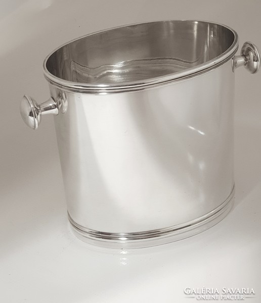 Silver (800) champagne bucket, champagne cooler, wine cooler, interior with silver bottle holder
