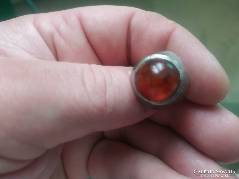 Old amber stone ring